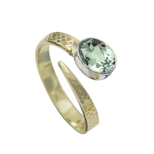 SILVERTROVE Grün Amethyst-Edelstein- Sterling silber Und Messing Band Ring für Männer und Frauen in allen Größen Schmuck CRG1093AL27_(73 (23.2)) von SILVERTROVE
