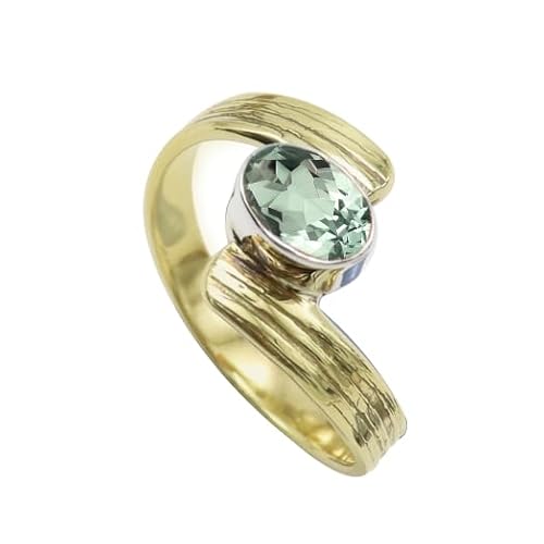 SILVERTROVE Grün Amethyst-Edelstein- Sterling silber Und Messing Band Ring für Männer und Frauen in allen Größen Schmuck CRG1095AL3_(49 (15.6)) von SILVERTROVE