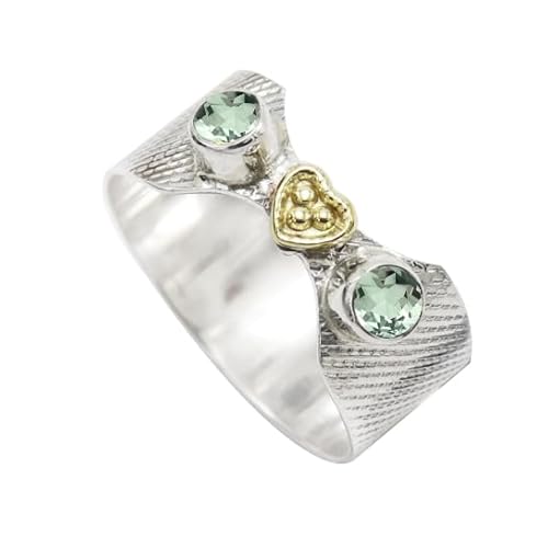 SILVERTROVE Grün Amethyst-Edelstein- Sterling silber Und Messing Band Ring für Männer und Frauen in allen Größen Schmuck CRG1096AL11_(57 (18.1)) von SILVERTROVE