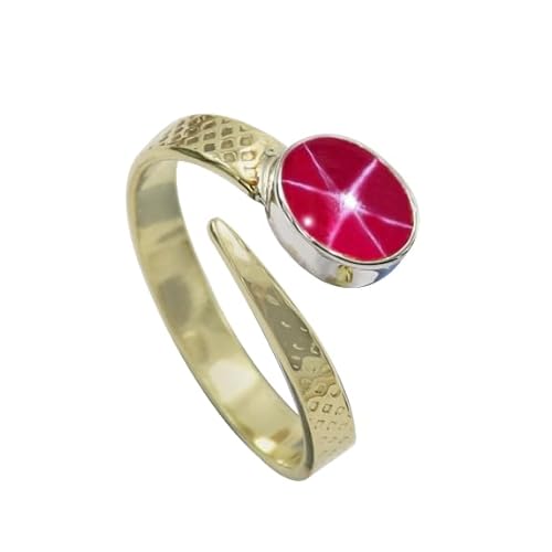 SILVERTROVE Im Labor gezüchteter rosa Lindy-Stern-Edelstein- Sterling silber Und Messing Band Ring für Männer und Frauen Schmuck CRG1093BH7_(53 (16.9)) von SILVERTROVE