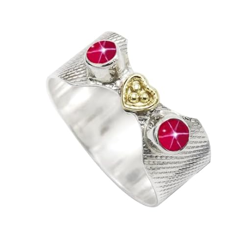 SILVERTROVE Im Labor gezüchteter rosa Lindy-Stern-Edelstein- Sterling silber Und Messing Band Ring für Männer und Frauen Schmuck CRG1096BH8_(54 (17.2)) von SILVERTROVE