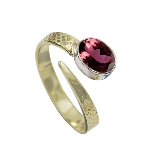SILVERTROVE Im Labor gezüchteter rosa Turmalin-Edelstein- Sterling silber Und Messing Band Ring für Männer und Frauen Schmuck CRG1093AR25_(71 (22.6)) von SILVERTROVE