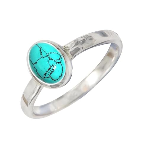SILVERTROVE Im Labor hergestellter Türkis-Edelstein-Bandring für Herren und Damen, Bandring in allen Größen, Sterlingsilber, Bandring-Schmuck CRG1080BU19_(65 (20.7)) von SILVERTROVE