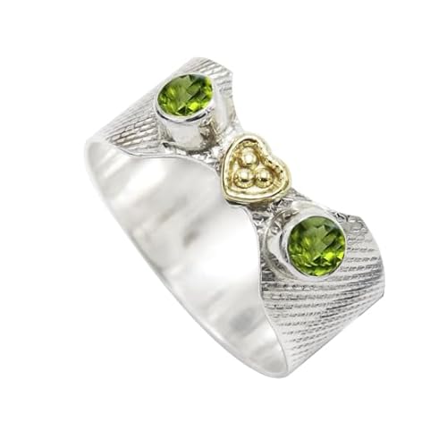SILVERTROVE Peridot Edelstein 925 Sterling silber Und Messing Band Ring Herren und Damen Schmuck CRG1096AJ24_(70 (22.3)) von SILVERTROVE