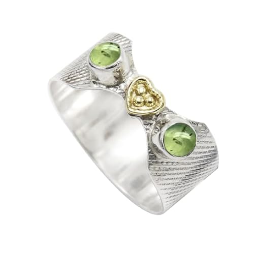 SILVERTROVE Prehnit-Edelstein- Sterling silber Und Messing Band Ring für Männer und Frauen in allen Größen Schmuck CRG1096CH7_(53 (16.9)) von SILVERTROVE