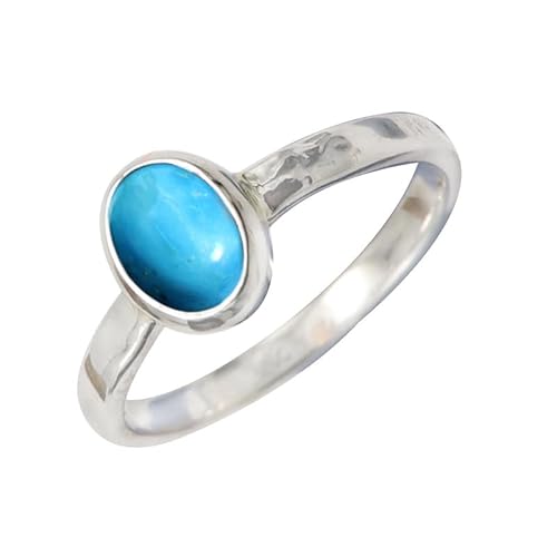 SILVERTROVE Türkis im Labor gezüchtet-Edelstein-Bandring, Sterlingsilber, Bandring für Männer und Frauen, Bandring, Schmuck CRG1080BT14_(60 (19.1)) von SILVERTROVE