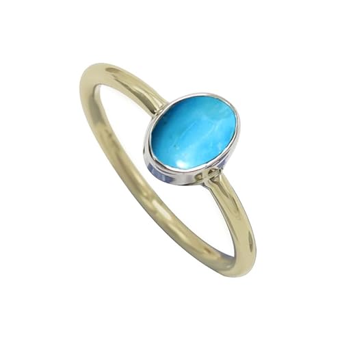 Türkis im Labor gezüchtet-Edelstein- Sterling silber Und Messing Band Ring für Männer und Frauen Schmuck CRG1088BT3_(49 (15.6)) von SILVERTROVE