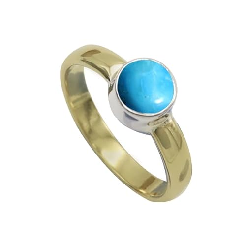 Türkis im Labor gezüchtet-Edelstein- Sterling silber Und Messing Band Ring für Männer und Frauen Schmuck CRG1092BT13_(59 (18.8)) von SILVERTROVE