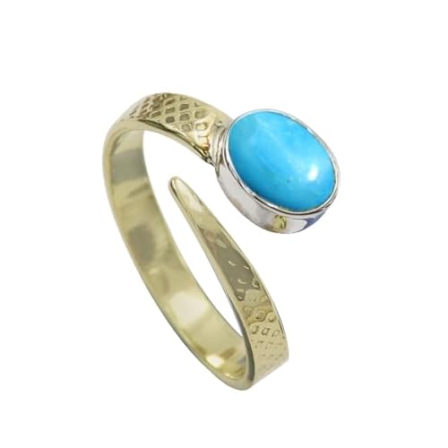 Türkis im Labor gezüchtet-Edelstein- Sterling silber Und Messing Band Ring für Männer und Frauen Schmuck CRG1093BT8_(54 (17.2)) von SILVERTROVE