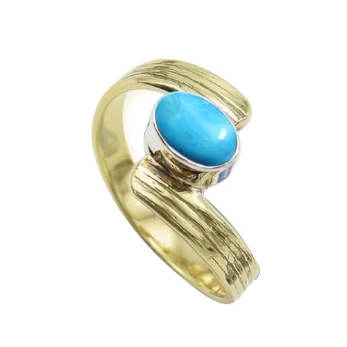Türkis im Labor gezüchtet-Edelstein- Sterling silber Und Messing Band Ring für Männer und Frauen Schmuck CRG1095BT17_(63 (20.1)) von SILVERTROVE