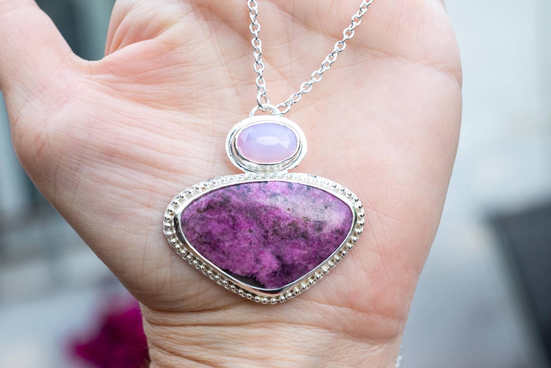 Handgemachte Halskette Mit Rosa Kobalt Anhänger - Sterling Silber Kette Handgemachter Schmuck Geschenk Für Sie Handgemachte Halskette Mit Rosa Kobalt Anhänger - Sterling Silber Kette Handgemachter Schmuck Geschenk Für Sie von SILVERstro