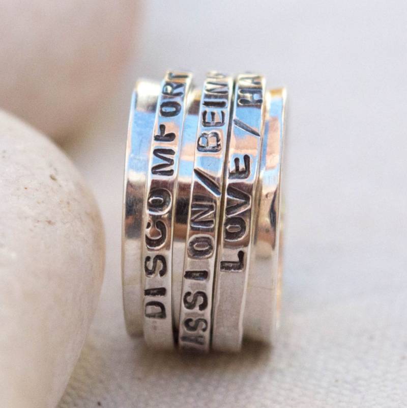Personalisierter Sterling Silber Spinner Ring Angst Schmuck, Familienring von SILVERstro