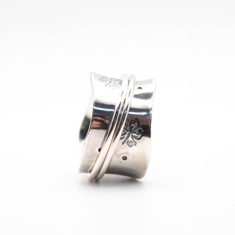 Handgemachter Sterling Silber Spinner Ring Blumiger Meditationsring von SILVERstro