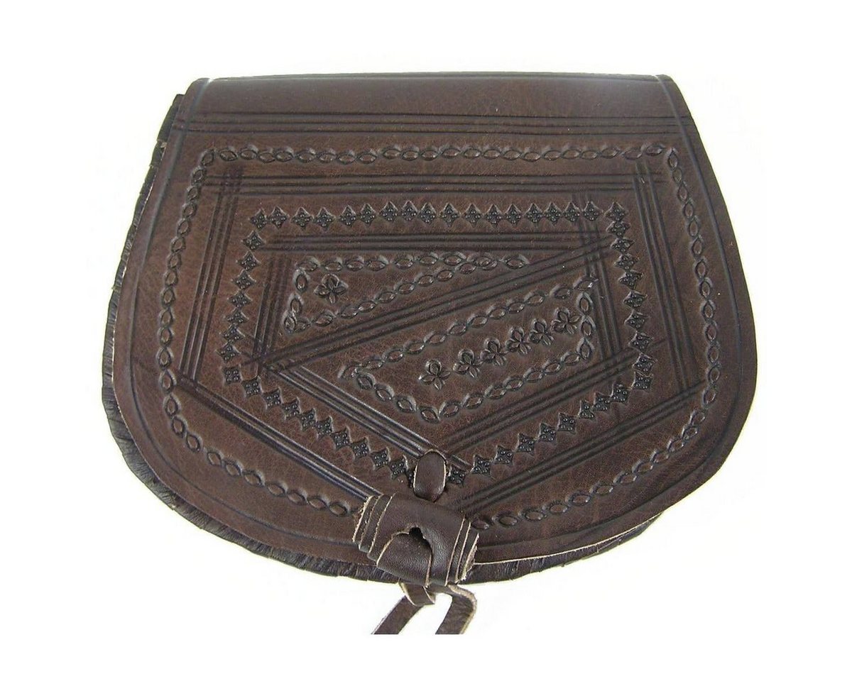 SIMANDRA Handtasche Umhängetasche aus Leder Oval, Dunkelbraun von SIMANDRA