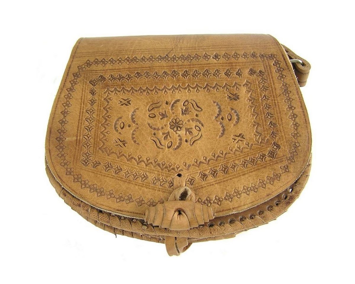 SIMANDRA Handtasche Umhängetasche aus Leder Oval, Hellbraun von SIMANDRA