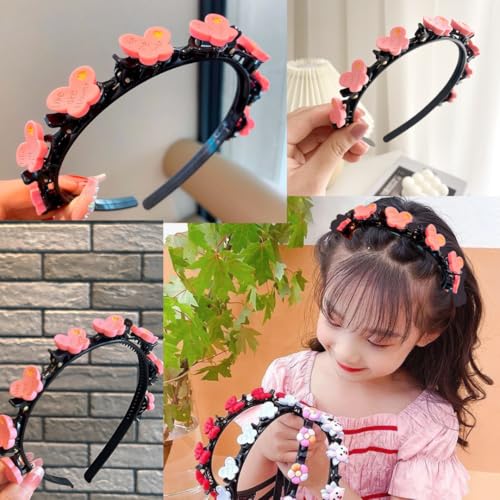 1 x rosa Schmetterlings-Stirnband für Mädchen und Frauen, Haarschmuck, niedliches Schmetterlings-Blumen-Haarband, schwarz mit rosa dekorativen Clips, modisches Haar-Accessoire 1 x rosa Schmetterlings-Stirnband für Mädchen und Frauen, Haarschmuck, niedliches Schmetterlings-Blumen-Haarband, schwarz mit rosa dekorativen Clips, modisches Haar-Accessoire von SIMAR ART