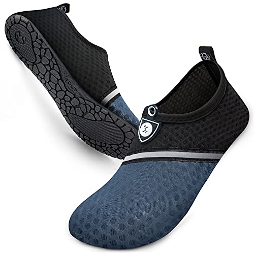 SIMARI Wasserschuhe Damen und Herren, schnelltrocknend, Barfuß, für Outdoor, Strand, Schwimmen, Sport, Yoga, Schnorcheln 514 Black Blue, EU 44, SWS001 von SIMARI