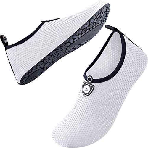 SIMARI Wasserschuhe Damen und Herren, schnelltrocknend, Barfuß, für Outdoor, Strand, Schwimmen, Sport, Yoga, Schnorcheln 602 Circle dot White, EU 34, SWS001 von SIMARI