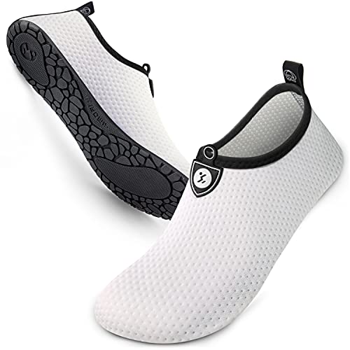 SIMARI Wasserschuhe Damen und Herren, schnelltrocknend, Barfuß, für Outdoor, Strand, Schwimmen, Sport, Yoga, Schnorcheln 502 Circular White, EU 36, SWS001 von SIMARI