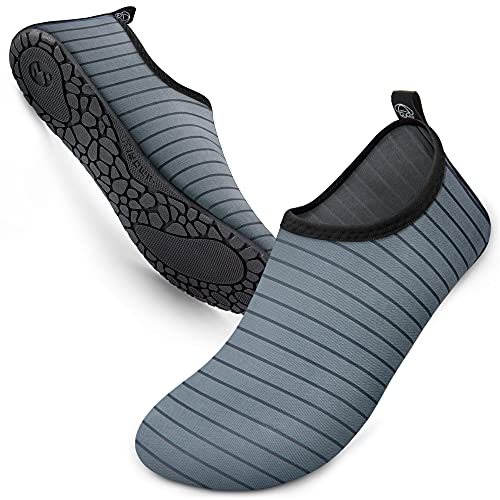 SIMARI Wasserschuhe Damen und Herren, schnelltrocknend, Barfuß, für Outdoor, Strand, Schwimmen, Sport, Yoga, Schnorcheln 189 Stripe Grey, EU 36, SWS001 von SIMARI