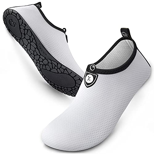 SIMARI Wasserschuhe Damen und Herren, schnelltrocknend, Barfuß, für Outdoor, Strand, Schwimmen, Sport, Yoga, Schnorcheln 203 dot White, EU 40, SWS001 von SIMARI