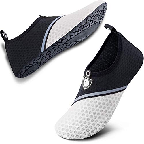 SIMARI Wasserschuhe Damen und Herren, schnelltrocknend, Barfuß, für Outdoor, Strand, Schwimmen, Sport, Yoga, Schnorcheln 511 Black White, EU 44, SWS001 von SIMARI