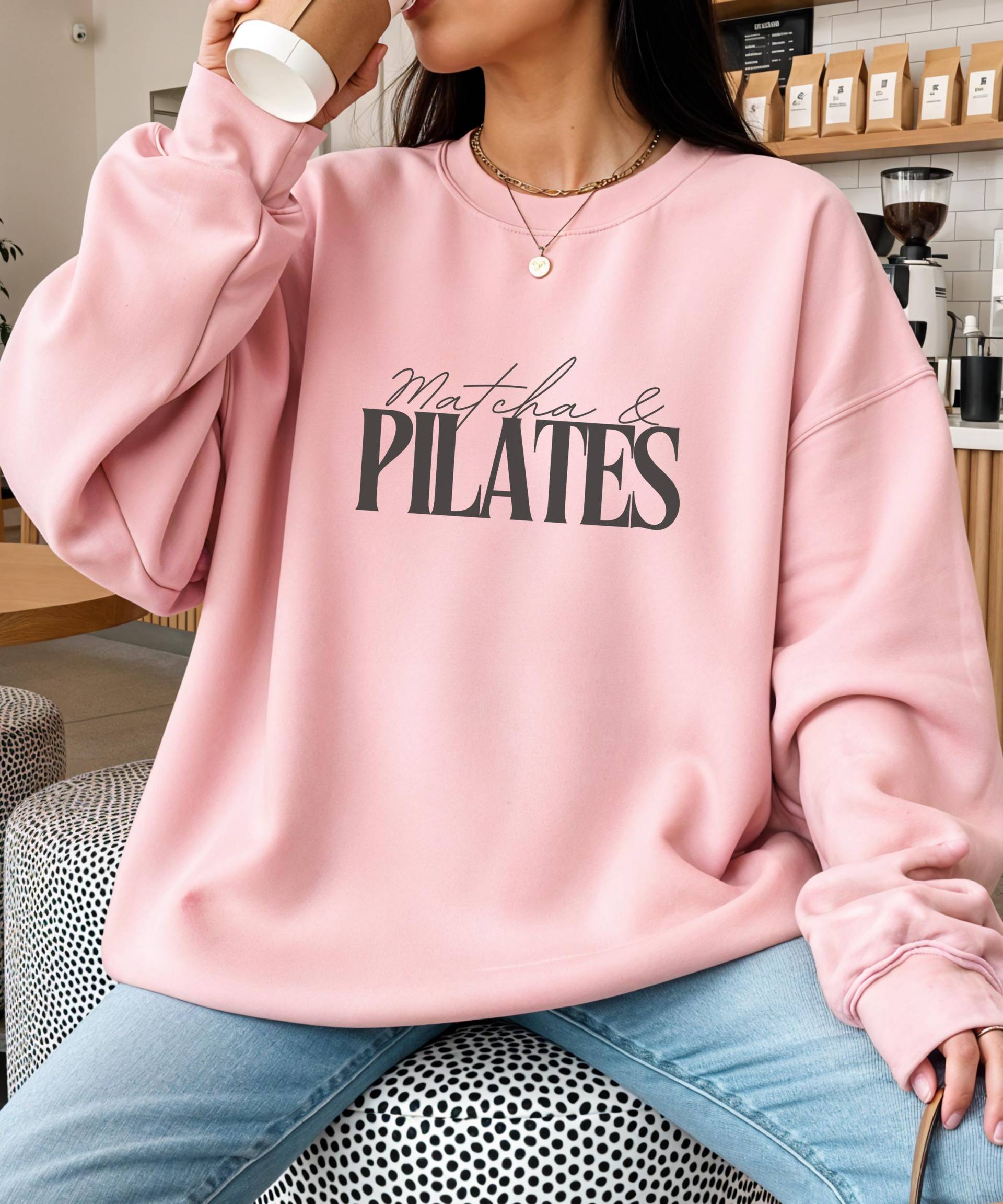 Matcha & Pilates Pullover | Geschenkidee Girl Und Lover Reformer Instructor Sweatshirt Geschenk Freundin von SIMASIMPLETHINGS