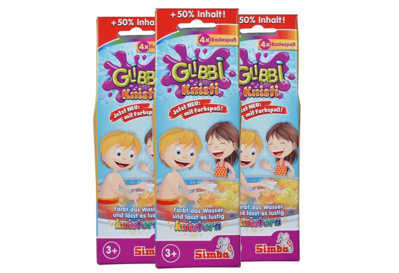 SIMBA Badeschaum 3 x Simba Glibbi Knisti 4x Badespaß Badepulver knistert im Wasser je 4 von SIMBA