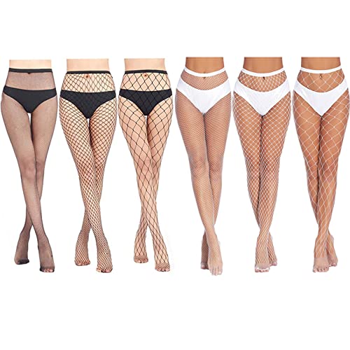 SIMBLOOM 6 Paar Netzstrumpf Schwarz Weiß Netzstrumpfhose Damen fischnetz strumpf strumpfhose netz 3 Paar Schwarz +3 Paar WeißMeshStrumpfhose Netz Strumpfhose Fischnetz Strumpfhosen Socken Strumpf von SIMBLOOM