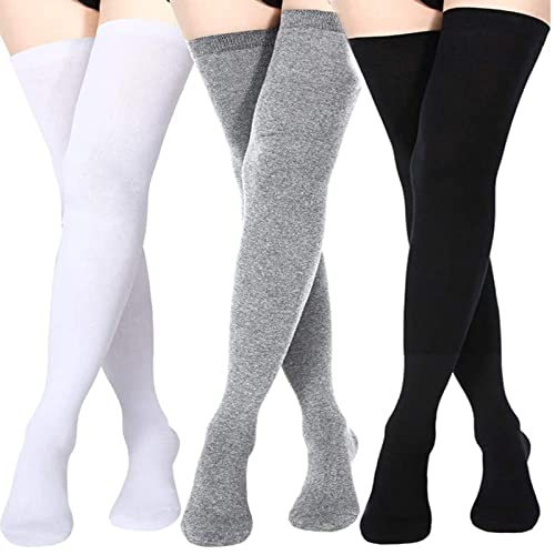 SIMBLOOM 6 Paar Über Knie Schenkel Socken Thigh High Socks Kniestrümpfe Damen Lange Socken Beinwärmer Schenkel Socken von SIMBLOOM