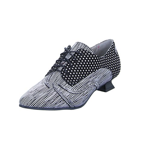 SIMEN Damen Pumps 0887A Hochfrontpumps Schnürer Leder Schwarz Weiß Größe 39 EU von Simen