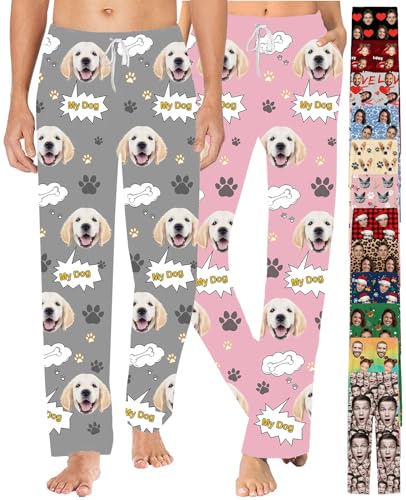 SIMIEEK Personalisierte Pyjamahose Frauen MäNner Custom Hose Mit Gesicht Personalisiert Schlafhose Bild Foto Geschenke Weihnachten von SIMIEEK