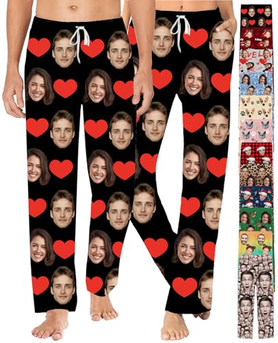 SIMIEEK Personalisierte Pyjamahose Frauen MäNner Custom Hose Mit Gesicht Personalisiert Schlafhose Bild Foto Geschenke Weihnachten von SIMIEEK