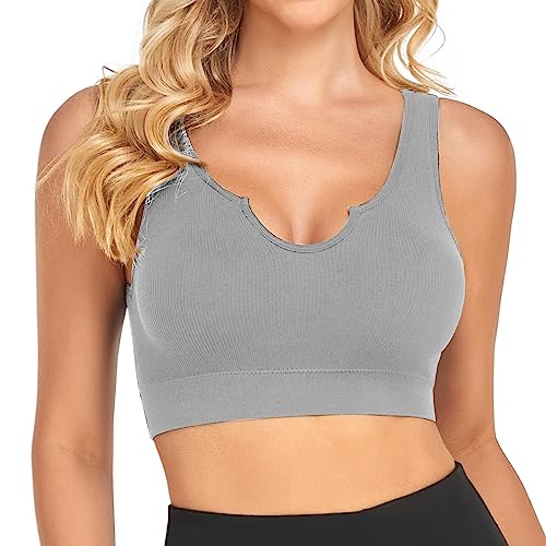 SIMIYA BH Damen ohne Bügel Bustier Damen große Brüste Schlaf BH Push up Sport BH gepolstert Bralette(#Grau,S) von SIMIYA