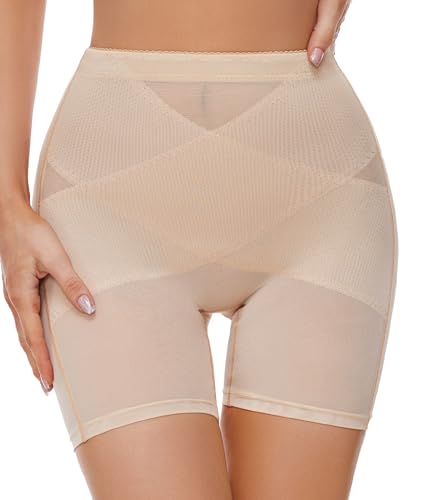 SIMIYA Bauchweg Unterhose Damen Shapewear Miederhose Hohe Taille Bauchkontrolle Leggings Unterwäsche Kurze Figurformende Shorts Body Shaper Miederpants（Beige-1,XXL） von SIMIYA