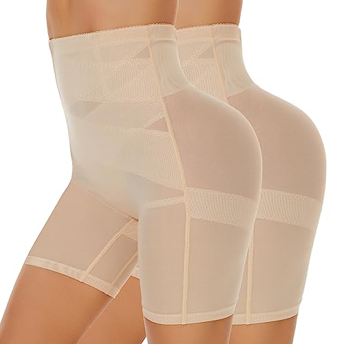 SIMIYA Bauchweg Unterhose Damen Shapewear Hohe Taille Unterwäsche Figurenformend Miederhose Bauchkontrolle Body Shaper Leggings Miederpants für Frauen(2Beige, XL) von SIMIYA