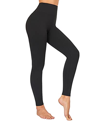 SIMIYA Damen Leggings hohe Taille Stretch Blickdicht Yogahose, klassisch weich elastisch lang Leggins für Alltag und Sport (XXL-3XL, Schwarz) von SIMIYA
