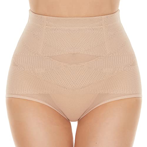 SIMIYA Damen Shapewear Unterhose Bauchweg Miederhose hoher Taille Unterwäsche Bauchkontrolle Miederpant weicher und bequemer Body Shaper für Frauen (Beige, 3XL) von SIMIYA
