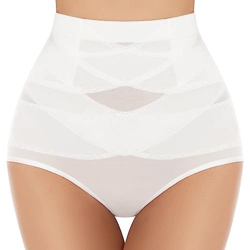 SIMIYA Damen Shapewear Unterhose Bauchweg Miederhose hoher Taille Unterwäsche Bauchkontrolle Miederpant weicher und bequemer Body Shaper für Frauen (Weiß, L) von SIMIYA