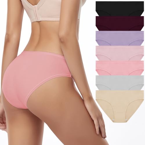 SIMIYA Damen Slip, 7er 10er Pack Baumwolle niedrige Taille Unterhosen Taillenslip Unterwäsche, unsichtbar Panties Hipster Pantys Bikini Shorts(7 Pack Merfarbig,M) von SIMIYA