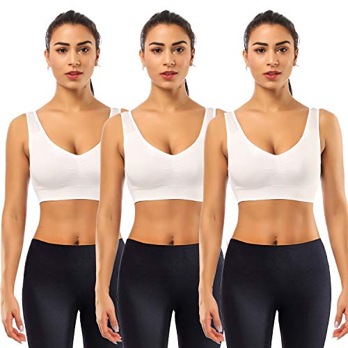 SIMIYA BH Damen ohne Bügel Bustier Damen große Brüste Schlaf BH Push up Sport BH gepolstert Bralette (3 Stück Weiß,XXL) von SIMIYA