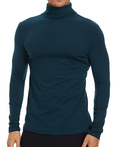 SIMIYA Herren Rollkragen Basic Männer Langarmshirt: Slim Fit Innenfleece Thermounterwäsche Oberteil Langarm Elastisch Rollkragenshirt Angenehm und Atmungsaktiv(Marineblau,3XL) von SIMIYA