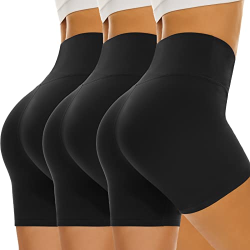 SIMIYA Kurze Radlerhose Damen High Waist Sporthose Gym Shorts Sport Leggings Kurze Hose für Kleid（3 Pack Schwarz，L） von SIMIYA