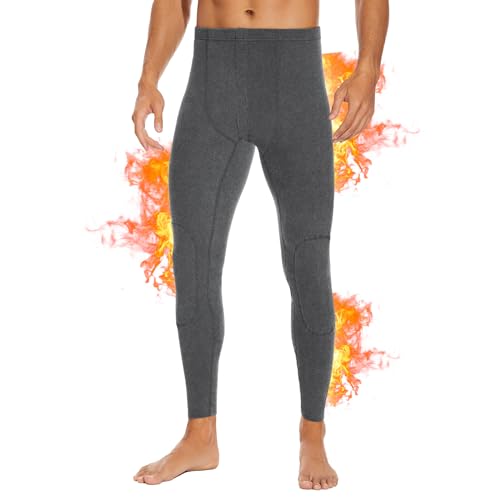 SIMIYA Lange Unterhosen Herren, Extra Warm Thermounterhose Gefütterte Unterhosen Männer Lang, Thermo Leggings Thermoleggings Winter(1 x Grau,4XL) von SIMIYA