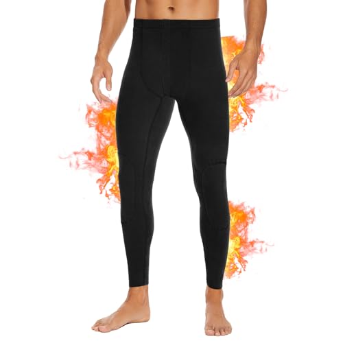 SIMIYA Lange Unterhosen Herren, Extra Warm Thermounterhose Gefütterte Unterhosen Männer Lang, Thermo Leggings Thermoleggings Winter(1 x Schwarz,3XL) von SIMIYA