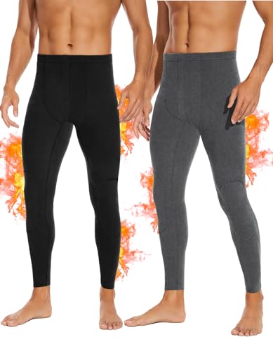 SIMIYA Lange Unterhosen Herren, Extra Warm Thermounterhose Gefütterte Unterhosen Männer Lang, Thermo Leggings Thermoleggings Winter(Schwarz x Grau,4XL) von SIMIYA