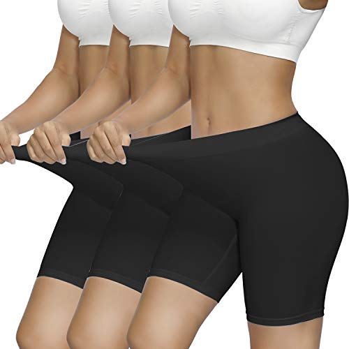 SIMIYA Radlerhose Damen, Kurze Leggings Sporthose High Waist Unterhosen Boxershorts Hotpants Sportshorts, Kurz Hose Unter Kleid (Schwarz-3er Pack, L) von SIMIYA