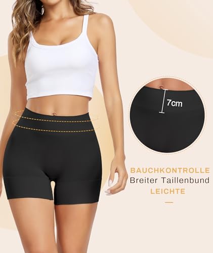 SIMIYA Radlerhose Damen Kurz Unterhosen Unter Kleid Shorts High Waist Kurze Hose Nahtlose Hotpants Sommer Boxershorts Slip Shorts 3er Pack，Schwarz+Beige+Weiß,3XL von SIMIYA