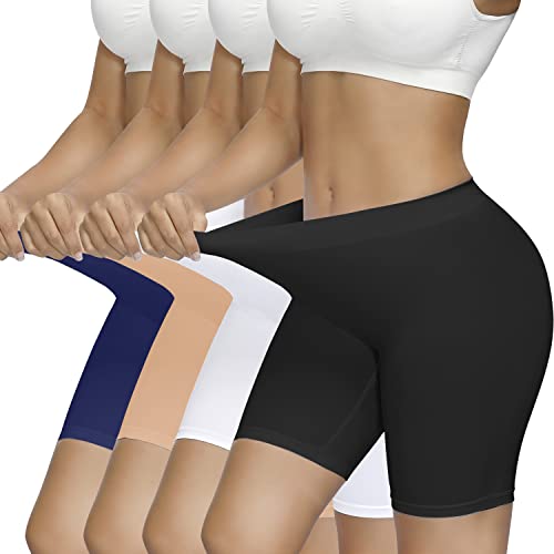 SIMIYA Radlerhose Damen Kurze 4er Pack High Waist Kurze Damen Atmungsaktiv Kurze Radlerhose Unter Kleid Sommer(Schwarz/Weiß/Beige/Blau,L) SIMIYA Radlerhose Damen Kurze 4er Pack High Waist Kurze Damen Atmungsaktiv Kurze Radlerhose Unter Kleid Sommer(Schwarz/Weiß/Beige/Blau,L) von SIMIYA