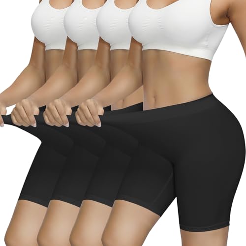 SIMIYA Radlerhose Damen Kurze 4er Pack High Waist Kurze Damen Atmungsaktiv Kurze Radlerhose Unter Kleid Sommer (Schwarz-4er Pack, L) SIMIYA Radlerhose Damen Kurze 4er Pack High Waist Kurze Damen Atmungsaktiv Kurze Radlerhose Unter Kleid Sommer (Schwarz-4er Pack, L) von SIMIYA